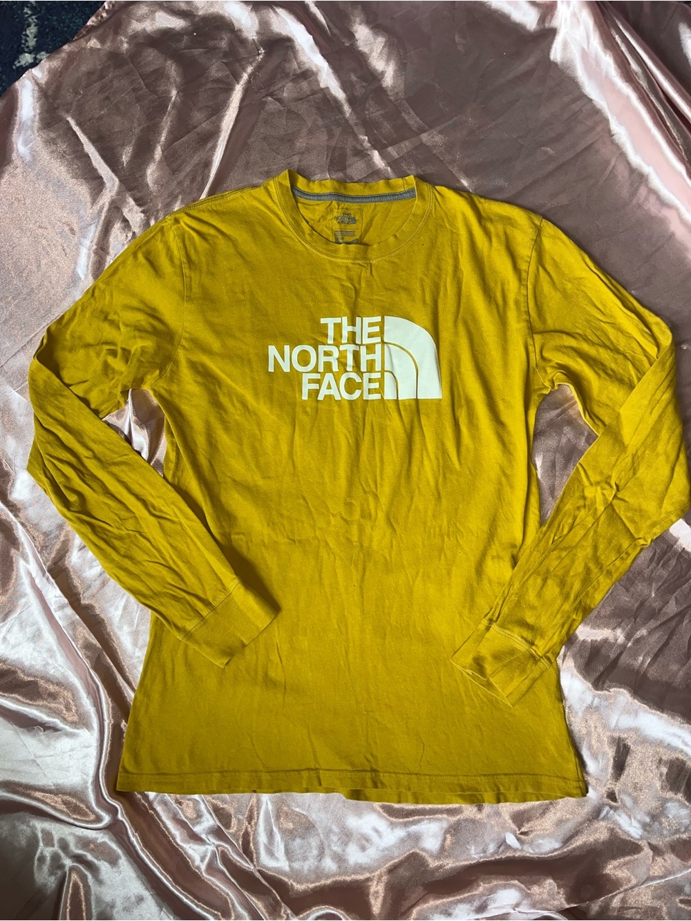 The North Face Long Sleeve Tee in Mustard Yellow with White Logo